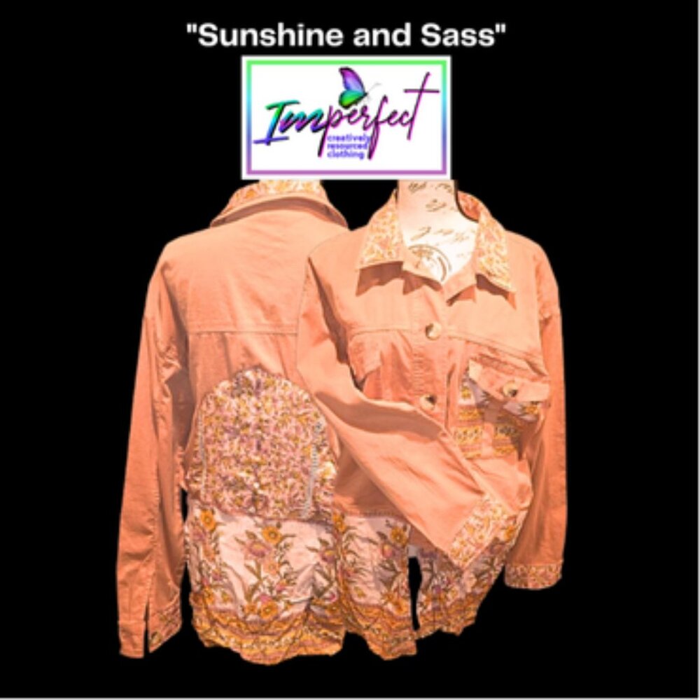 Upcycled lightweight orange and pink jacket